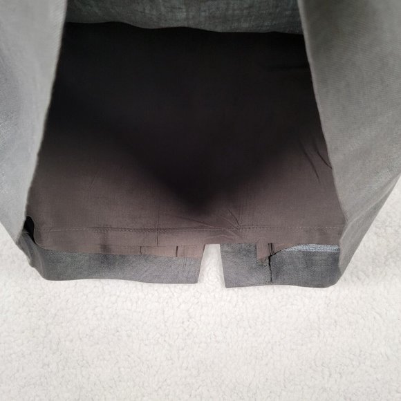 Vintage Liz Claiborne Gray Pure Linen High Waist Pleated Unique Pencil Skirt - Picture 5 of 12